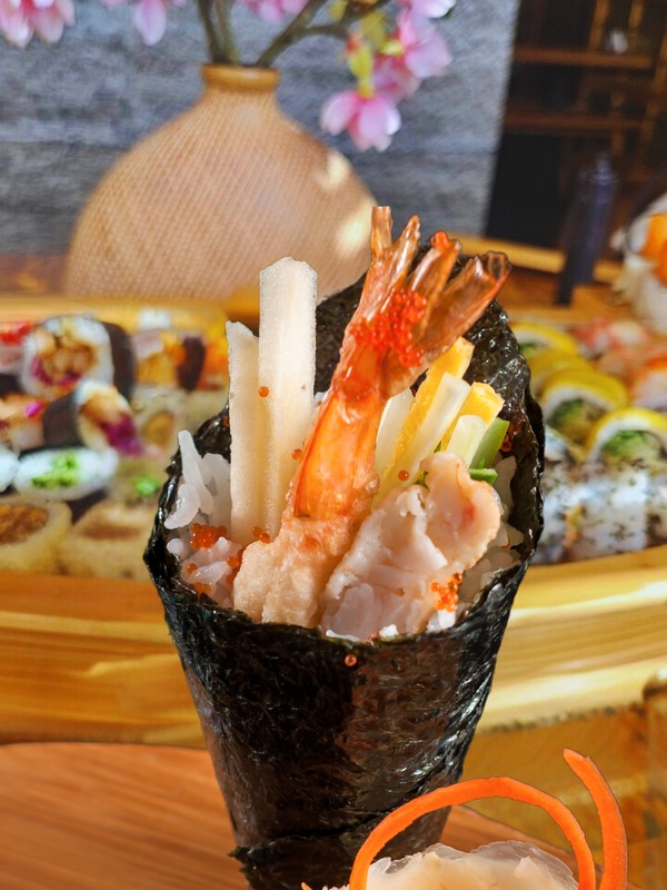 Ebi Tempura Temaki hand roll at RAYU